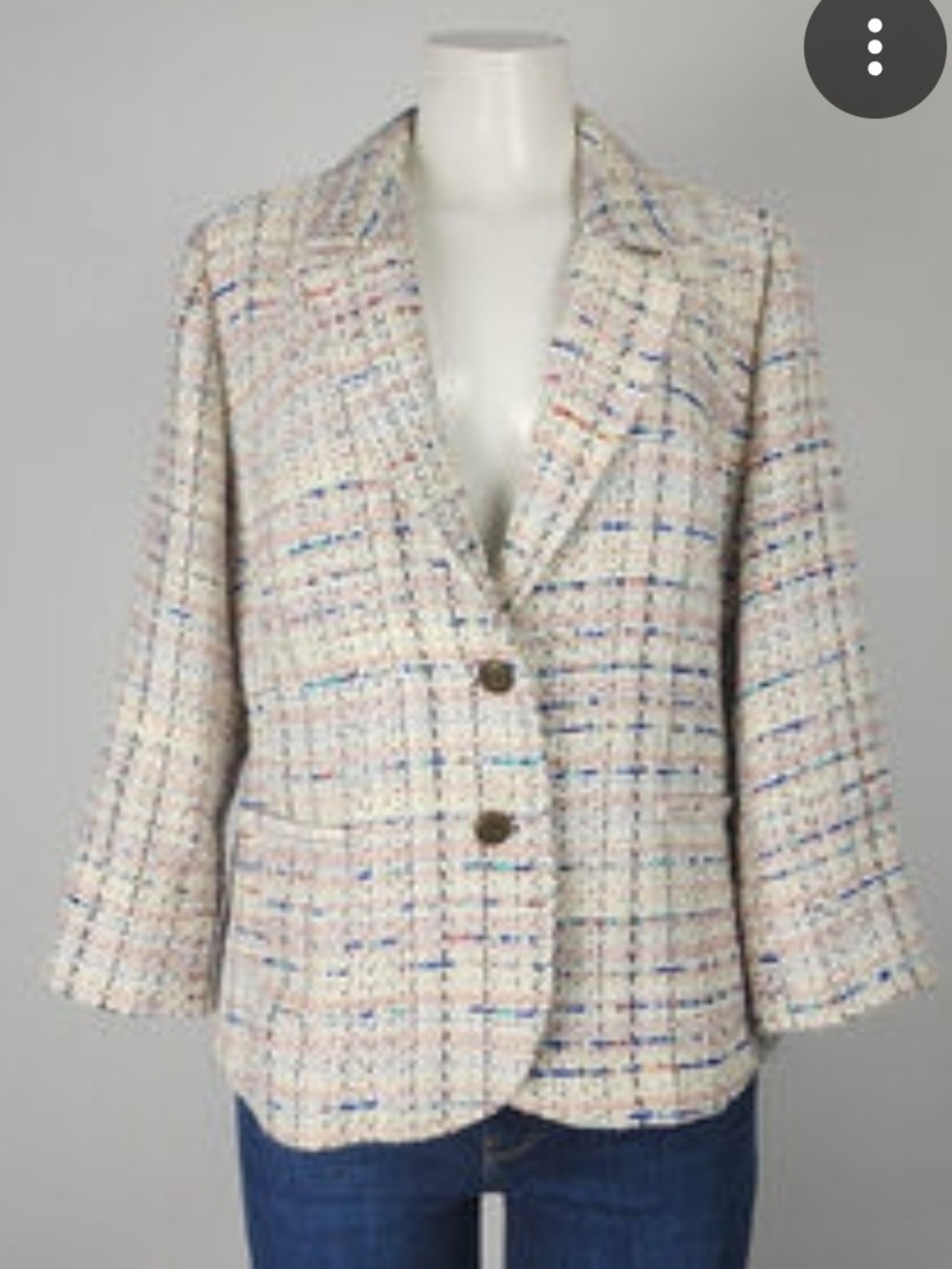 CHARLIE B Cream Tweed Blazer with Blue and Pink Flecks